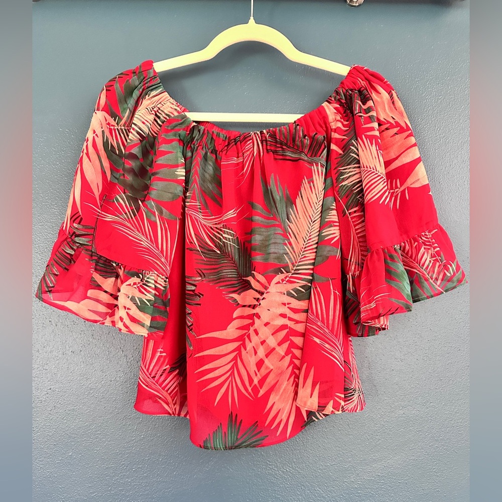 Rebecca Minkoff Red Flutter Sleeve Blouse